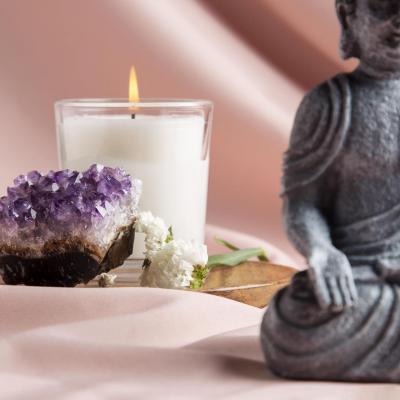 Reiki symbols concept with crystal statue min2